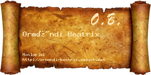 Ormándi Beatrix névjegykártya